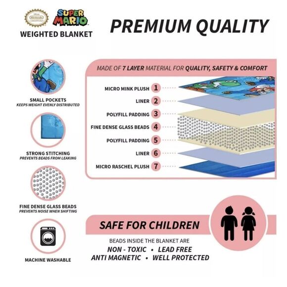 Super Mario 5lb weighted blanket - Picture 10 of 12